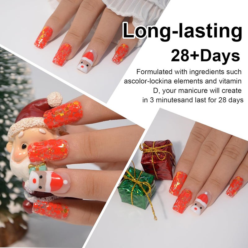 eodci 1oz Glitter Sequins Red Color Dip Powder Nails Dipping Nails Long-lasting Nails No UV Light Needed, Dipping Powder French Nail Art Starter Manicure Salon DIY at Home - Image 5